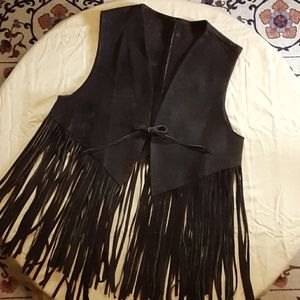 Fringed suede vest